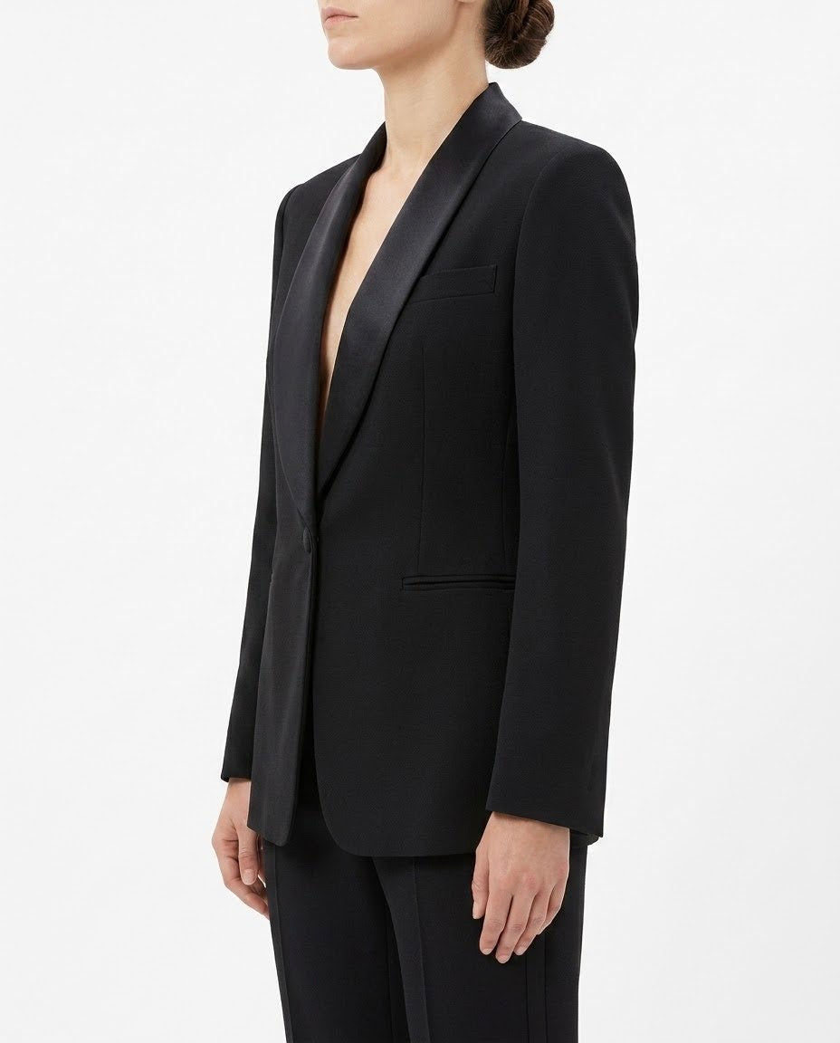 Giacca blazer monopetto con revers satinato H2O Italia