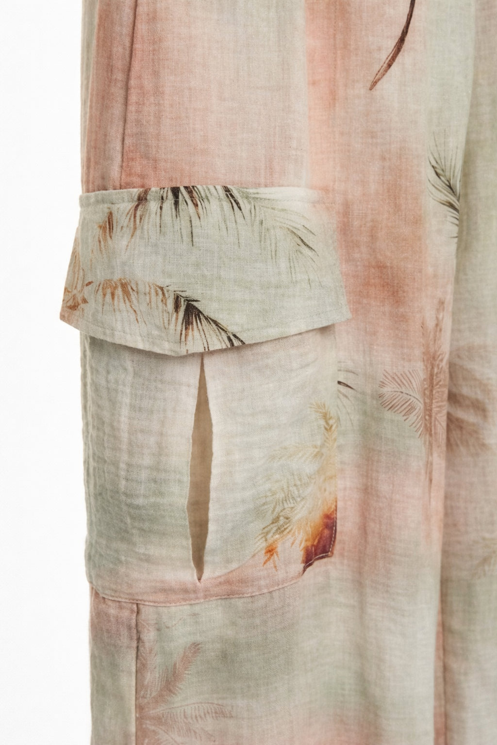 Pantaloni cargo palazzo stampa palme