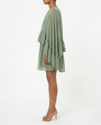 Abito in viscosa e seta con balze