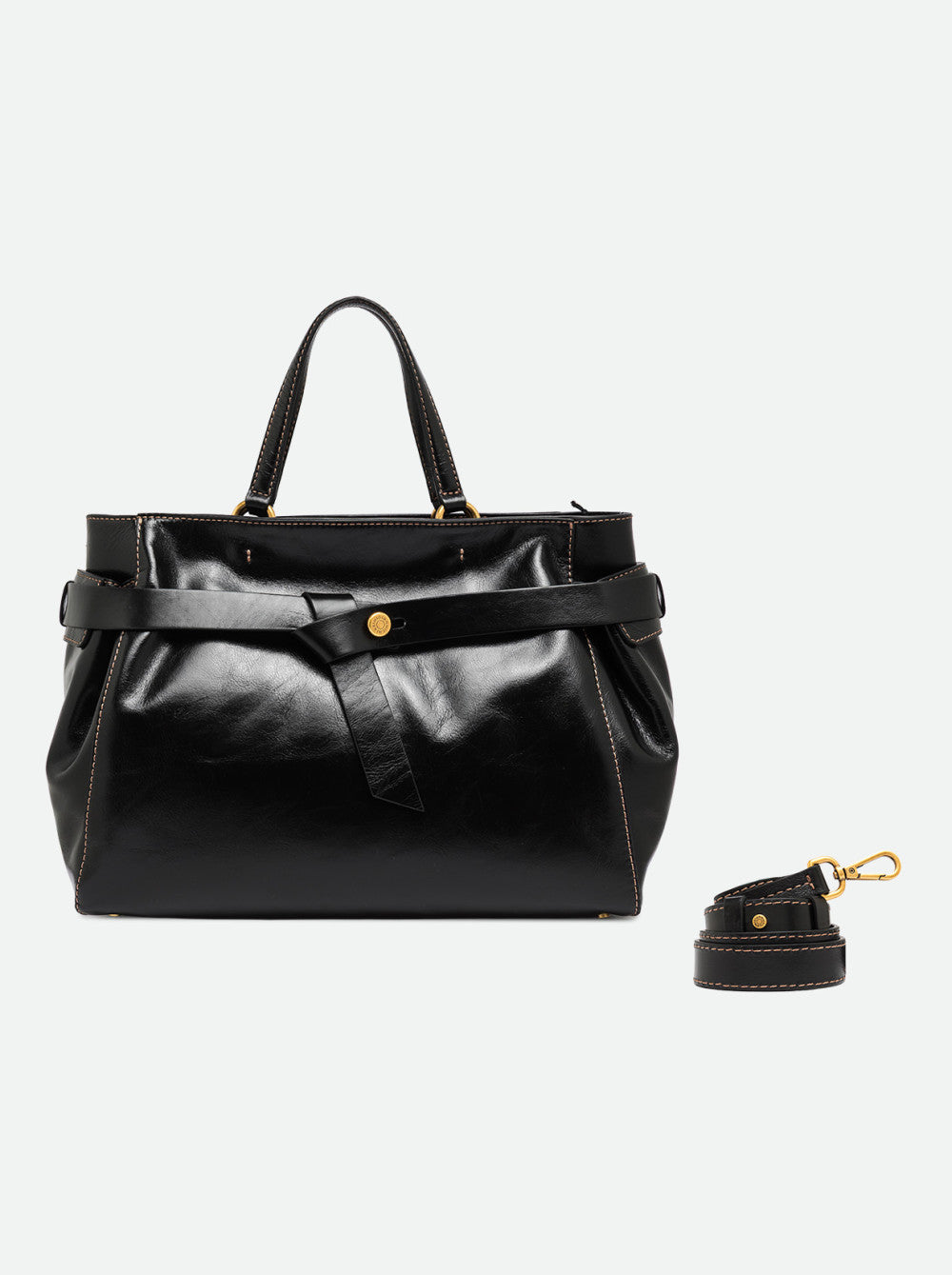 Borsa a Mano Gianni Chiarini Miranda Grande in Pelle Cerata Invecchiata Nera