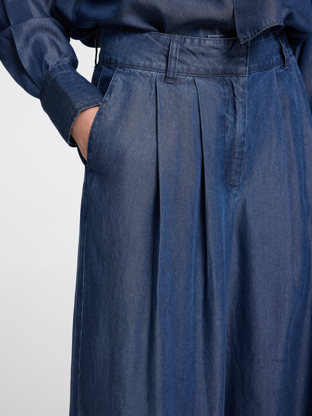 Pantaloni Palazzo in Denim Leggero