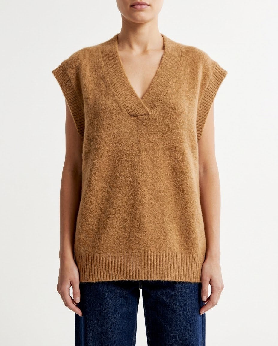 Gilet Maglia H2O Italia Beige e Cammello con Scollo a V