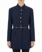 Cappotto con cintura e bottoni oro