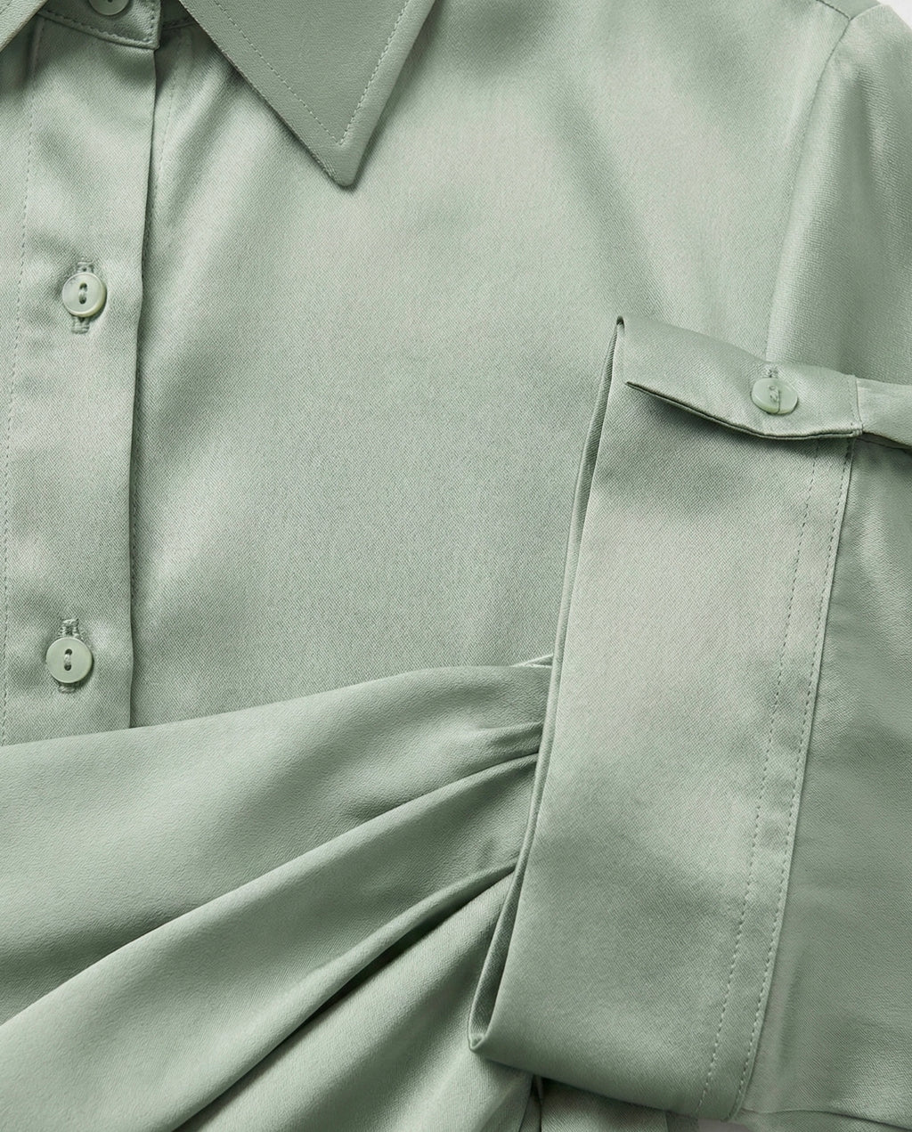 Abito midi in raso  con drappeggio