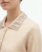 Cardigan con colletto gioiello