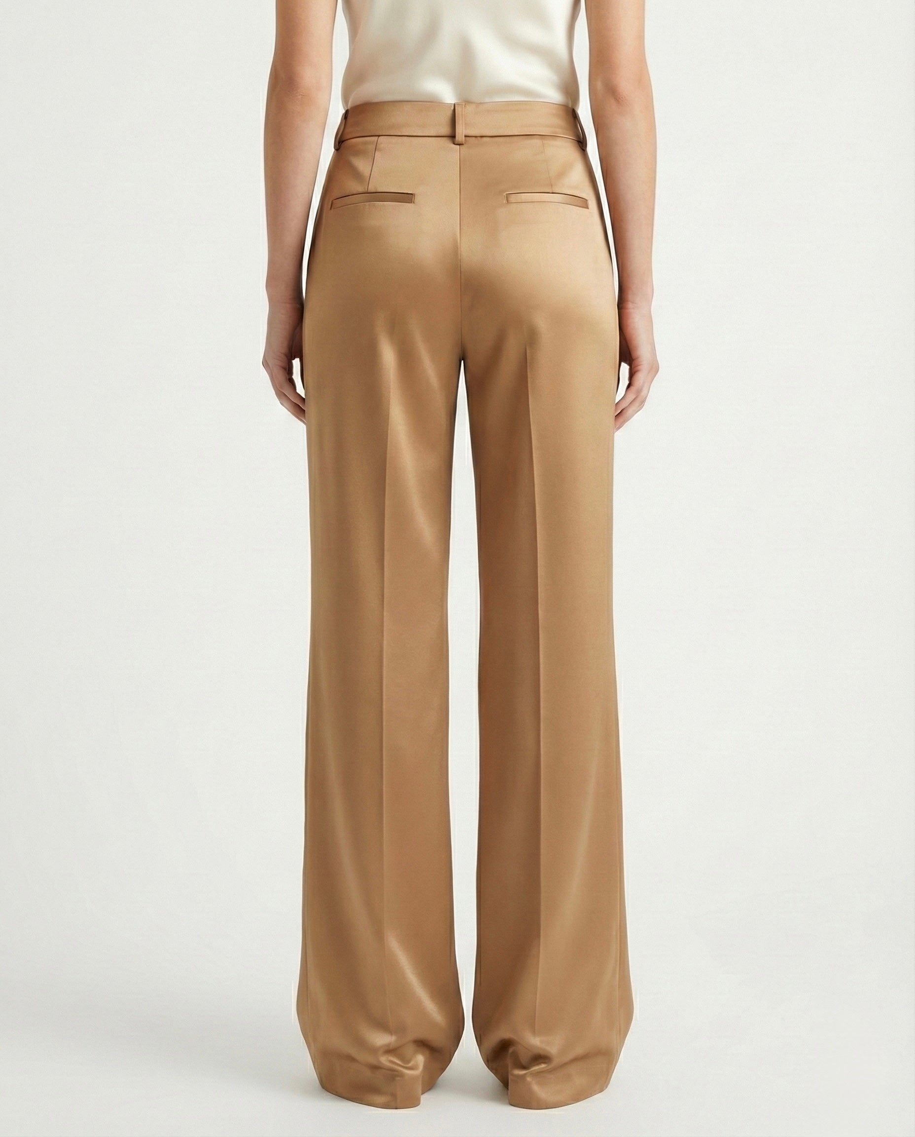 Pantaloni a palazzo in raso bronzo