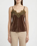Top in velluto con pizzo