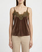 Top in velluto con pizzo