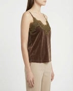 Top in velluto con pizzo