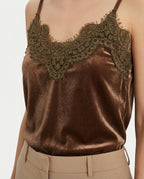 Top in velluto con pizzo