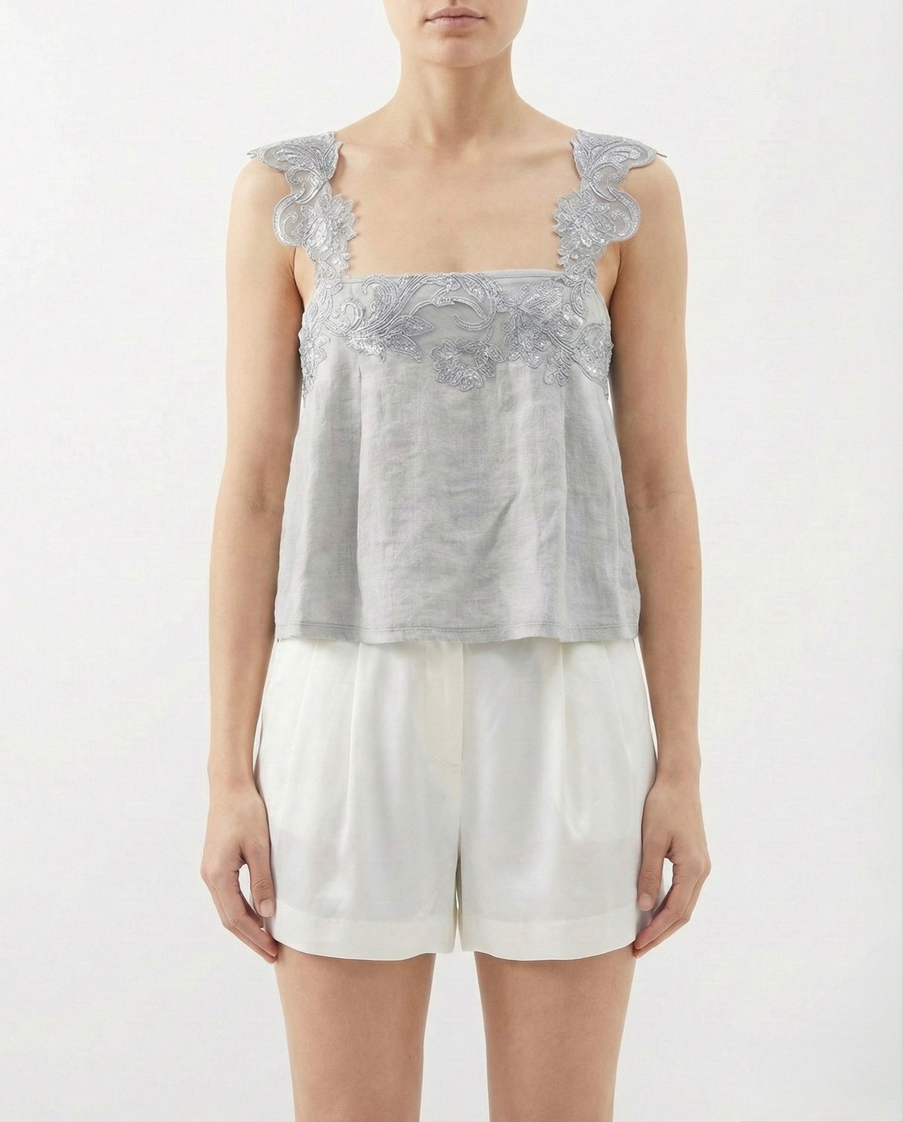 Top in Lino con Ricami