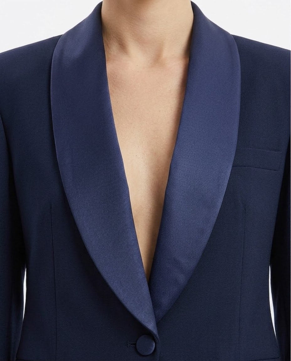Giacca blazer monopetto con revers satinato H2O Italia