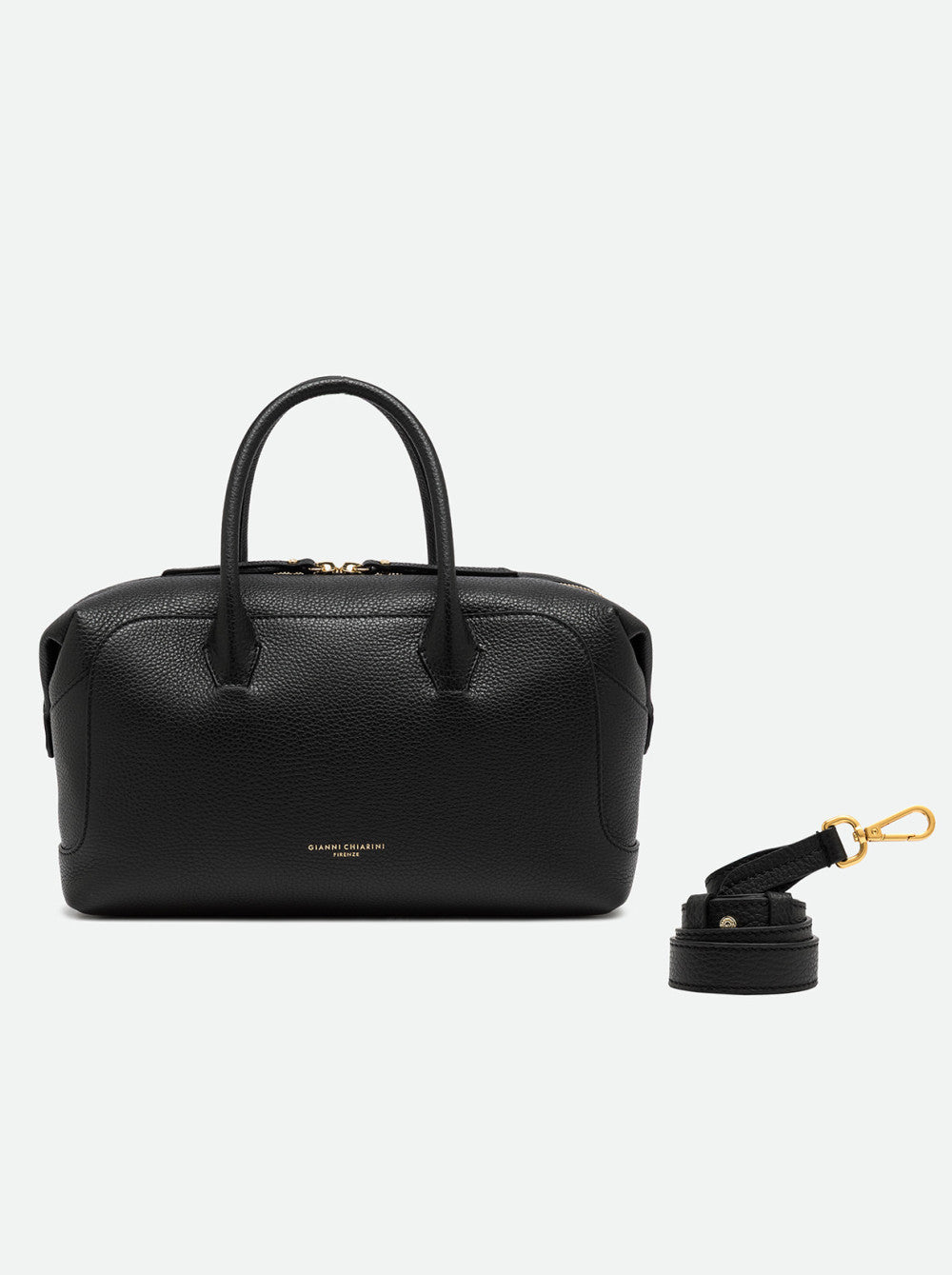 Borsa a Mano Gianni Chiarini Gemma Grande in Pelle Martellata Nera