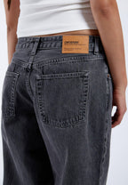 Jeans wide leg neri a vita media