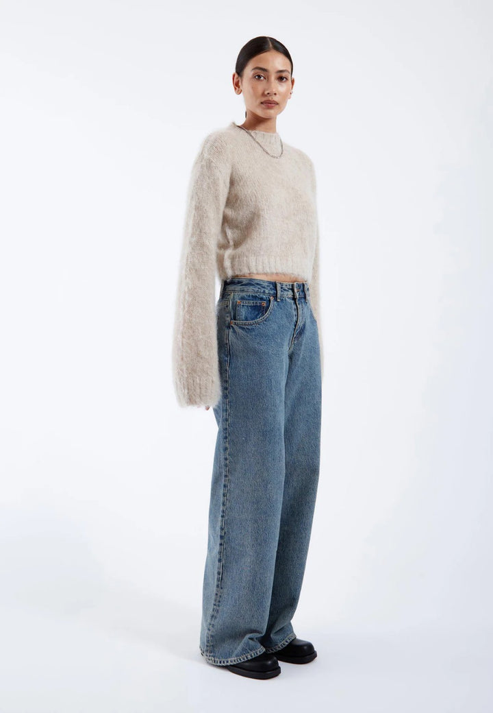 Maglione corto in misto mohair