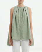 Top in lino con drappeggio