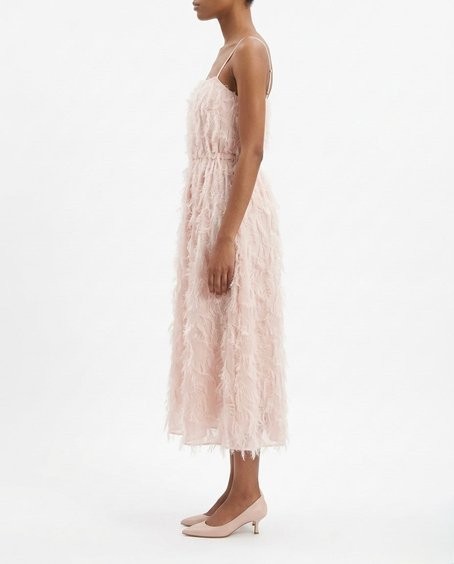 Abito midi con spalline e frange