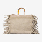 Jacqueline Tote Small frange e manici bambo