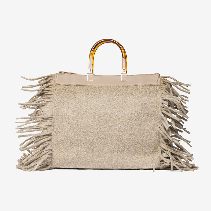 Jacqueline Tote Small frange e manici bambo