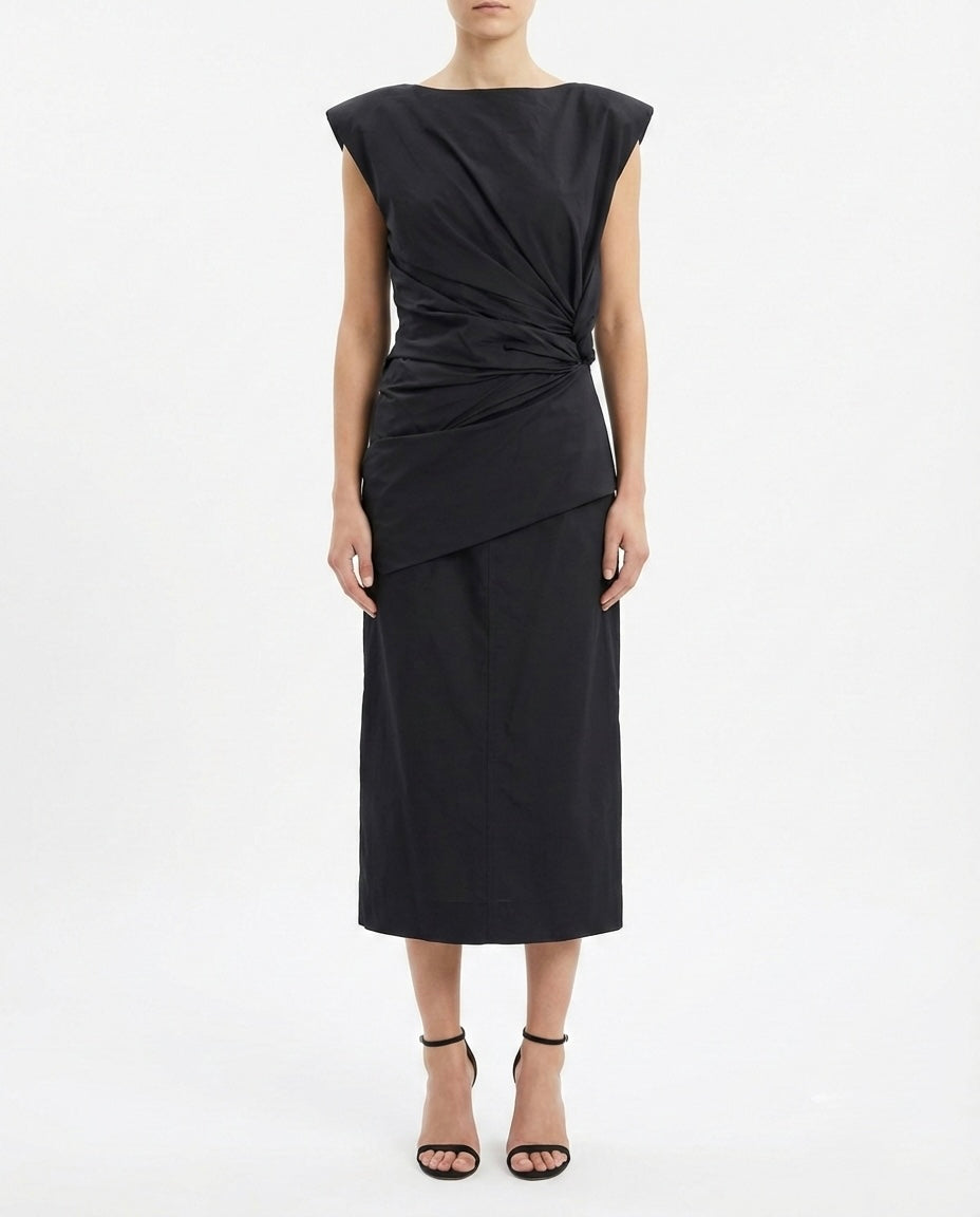 Abito midi monospalla drappeggiato