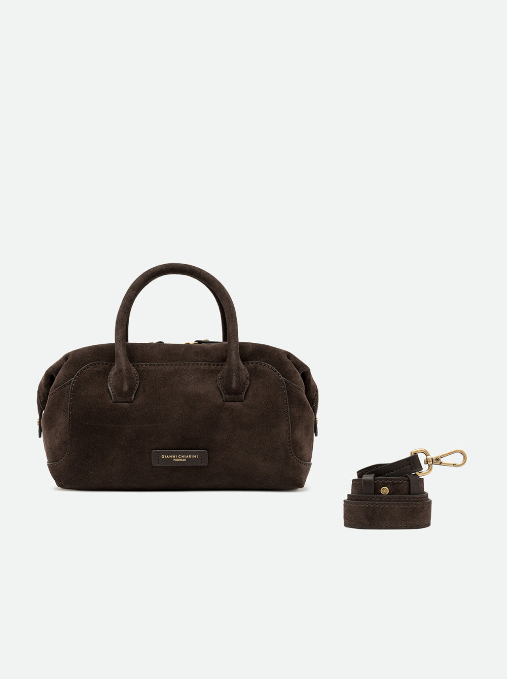 Borsa a Mano Gianni Chiarini Gemma Media in Pelle Scamosciata Moka