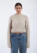 Maglione corto in misto mohair