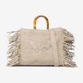 Jacqueline Tote Small frange e manici bambo