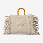 Jacqueline Tote Small frange e manici bambo