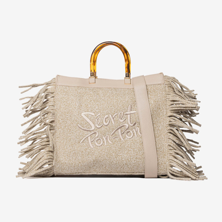 Jacqueline Tote Small frange e manici bambo