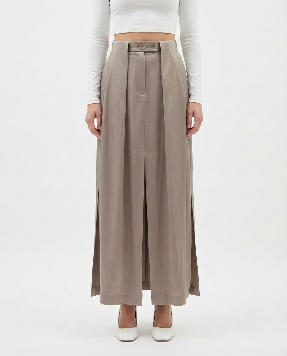 Gonna mini drappeggiata in tessuto lucido