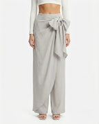 Pantalone palazzo a portafoglio tortora