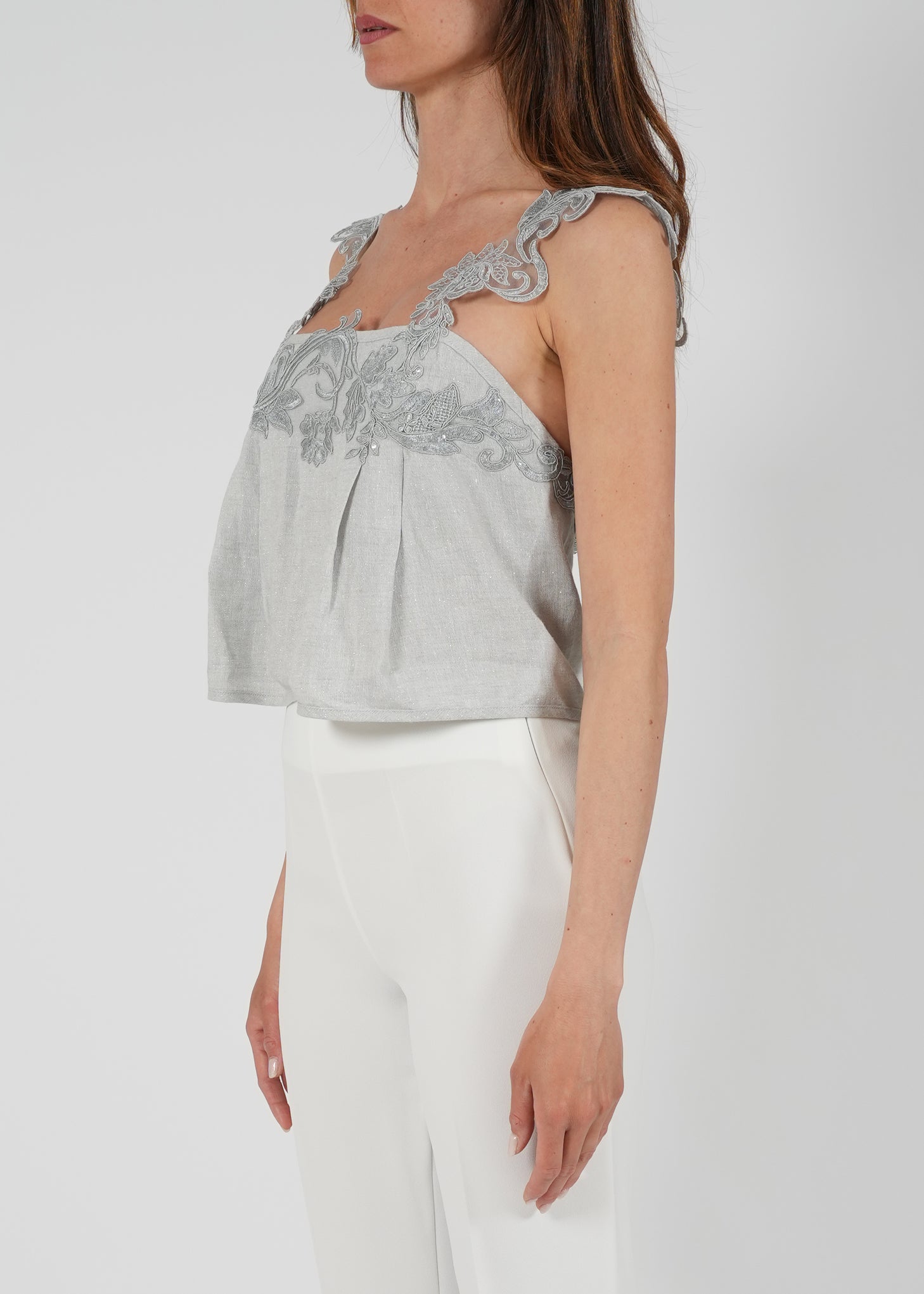 Top in Lino con Ricami