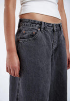 Jeans wide leg neri a vita media