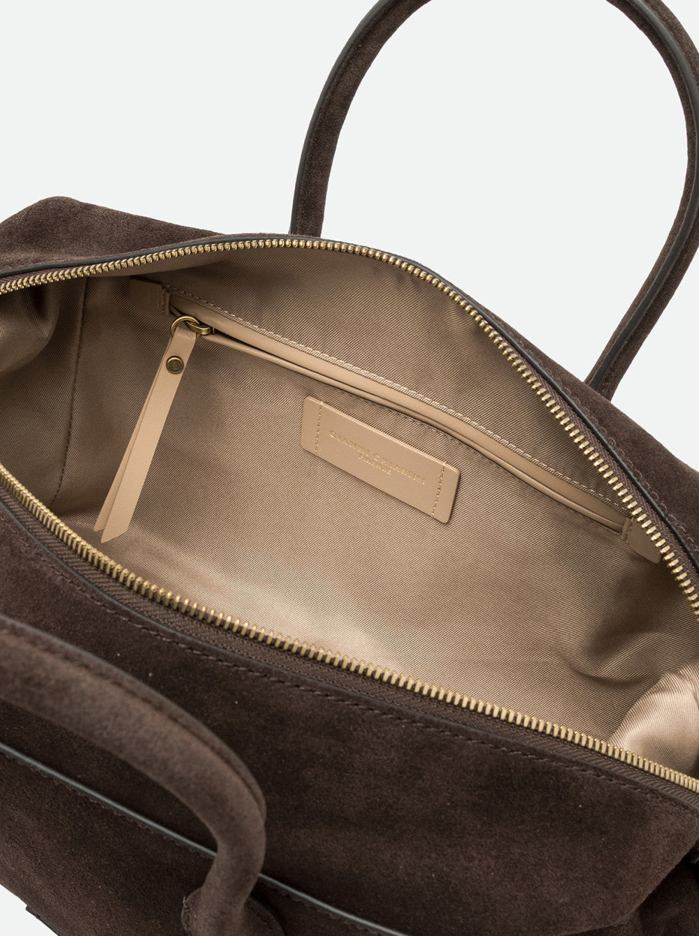 Borsa a Mano Gianni Chiarini Gemma Grande in Pelle Scamosciata Moka