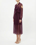 Abito midi chiffon con maniche cut-out