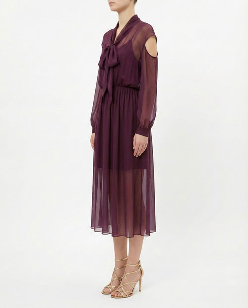 Abito midi chiffon con maniche cut-out