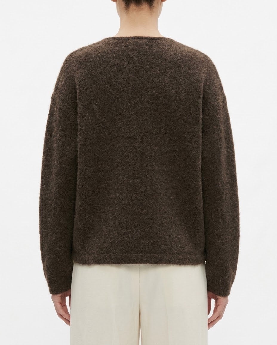 Cardigan Selected Femme in Lana RWS e Alpaca Marrone con Chiusura a Alamari