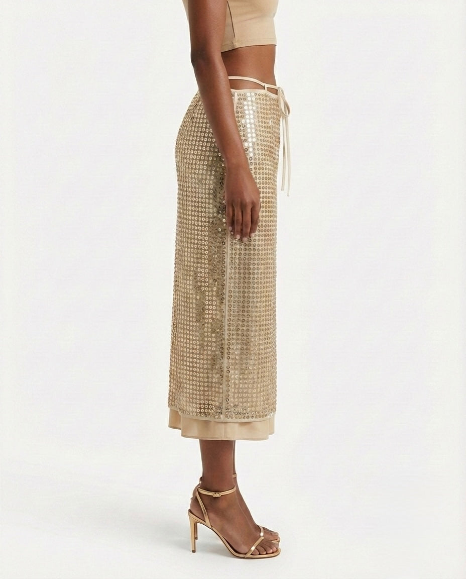 Gonna mini paillettes oro