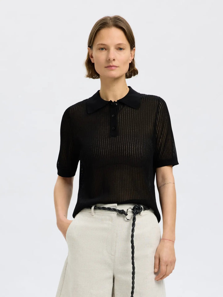 Polo Maglia Beige in Maglia a Costine
