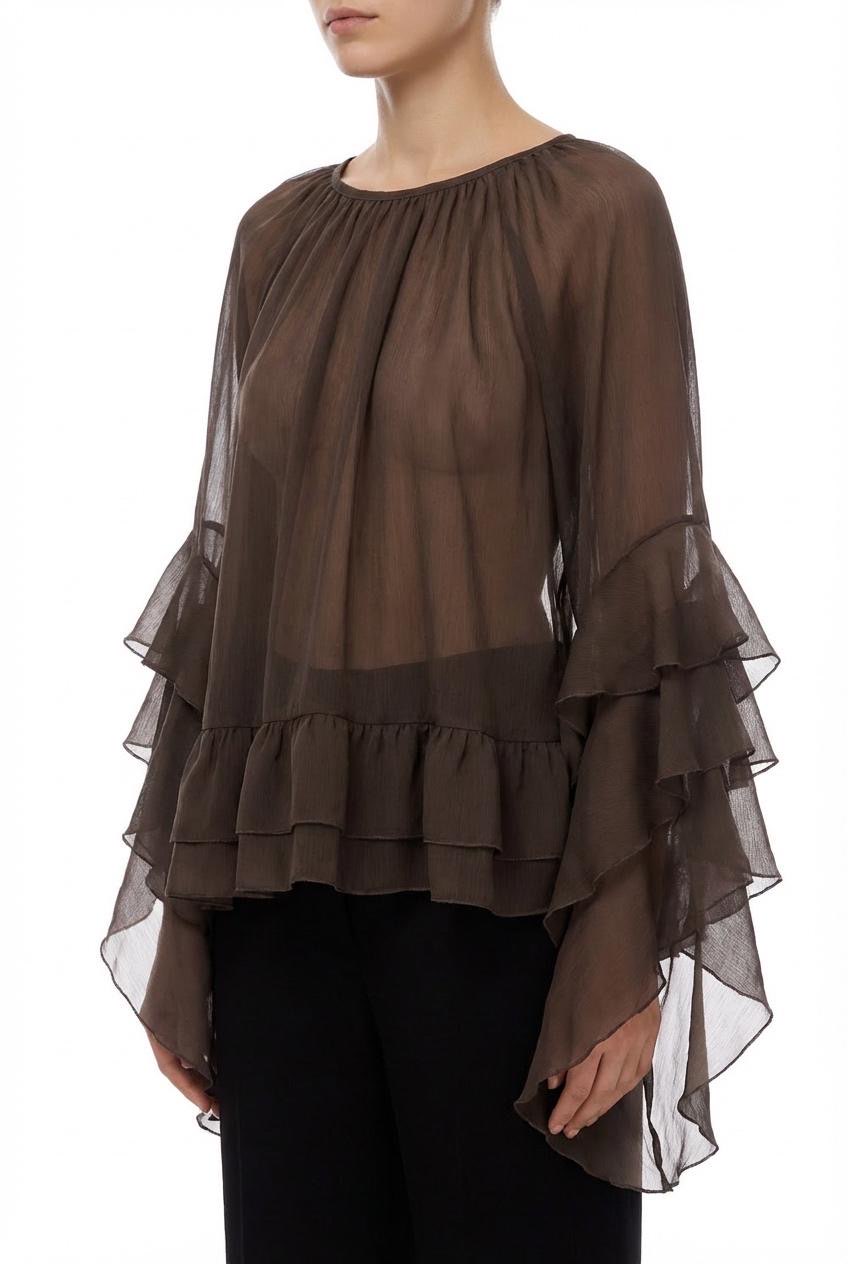 Blusa con balze in chiffon