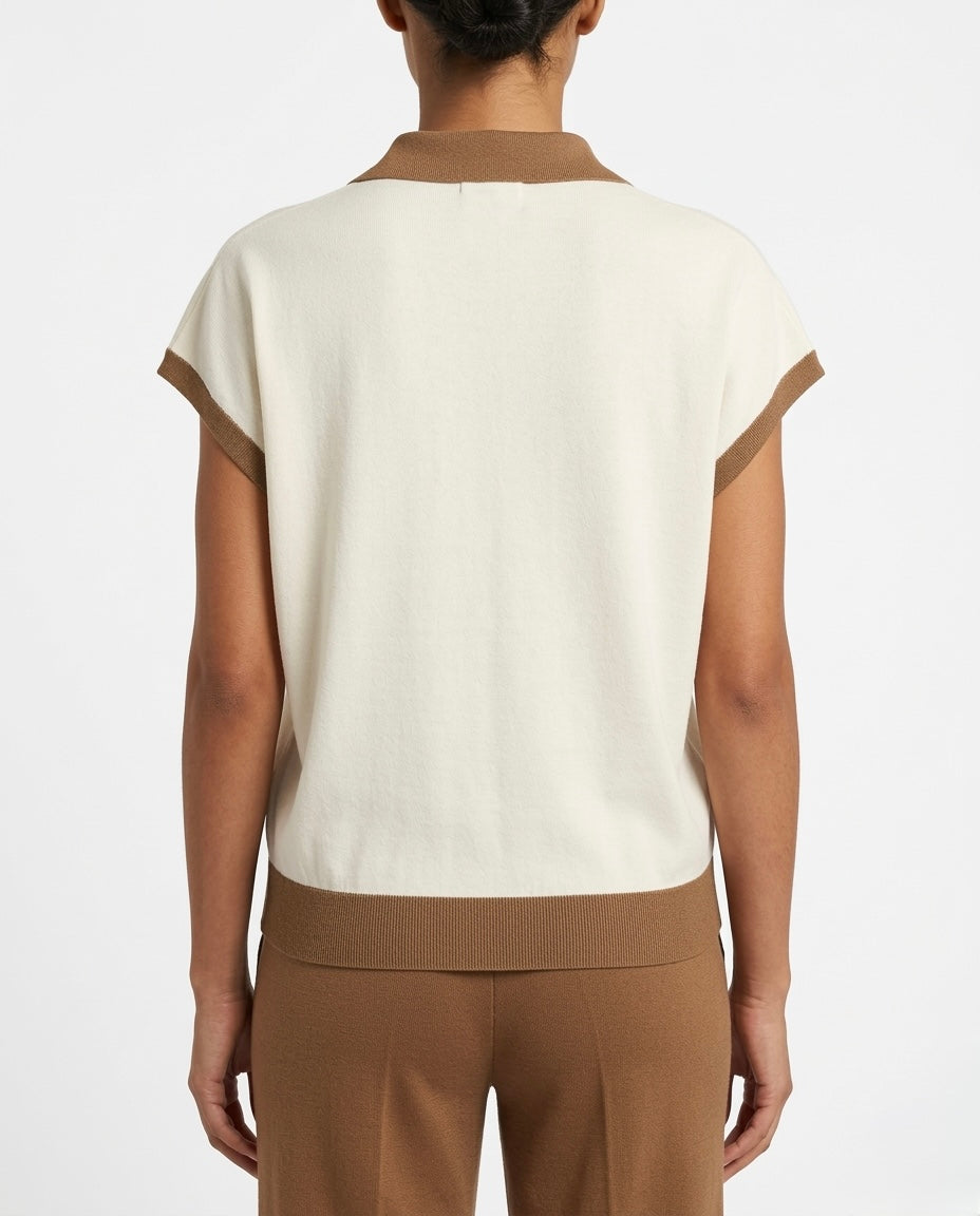 Polo in filo in cotone e lino