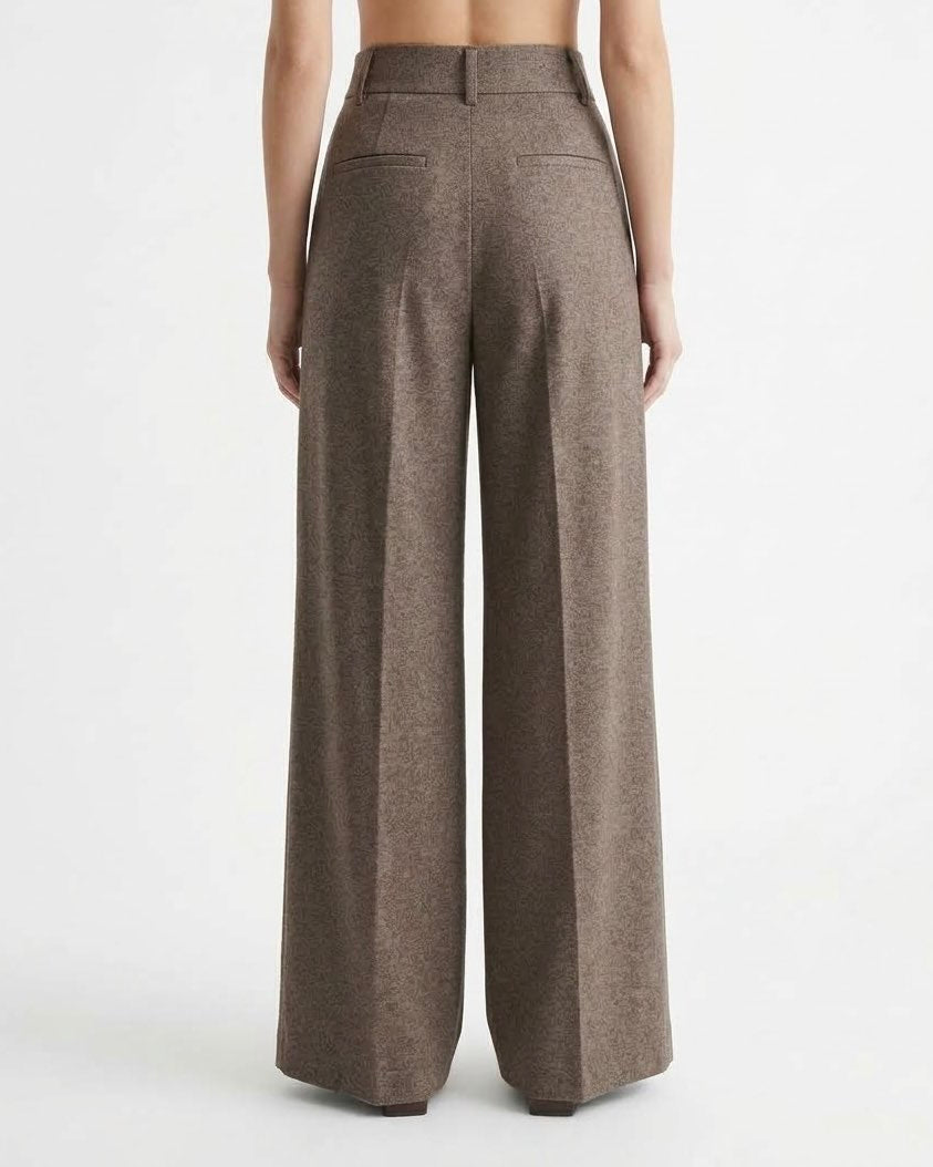 Pantalone Sartoriale Wide Leg H2O Italia Moro in Misto Viscosa e Lana