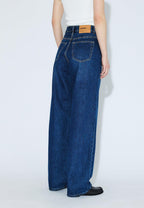 Jeans wide leg blu a vita alta