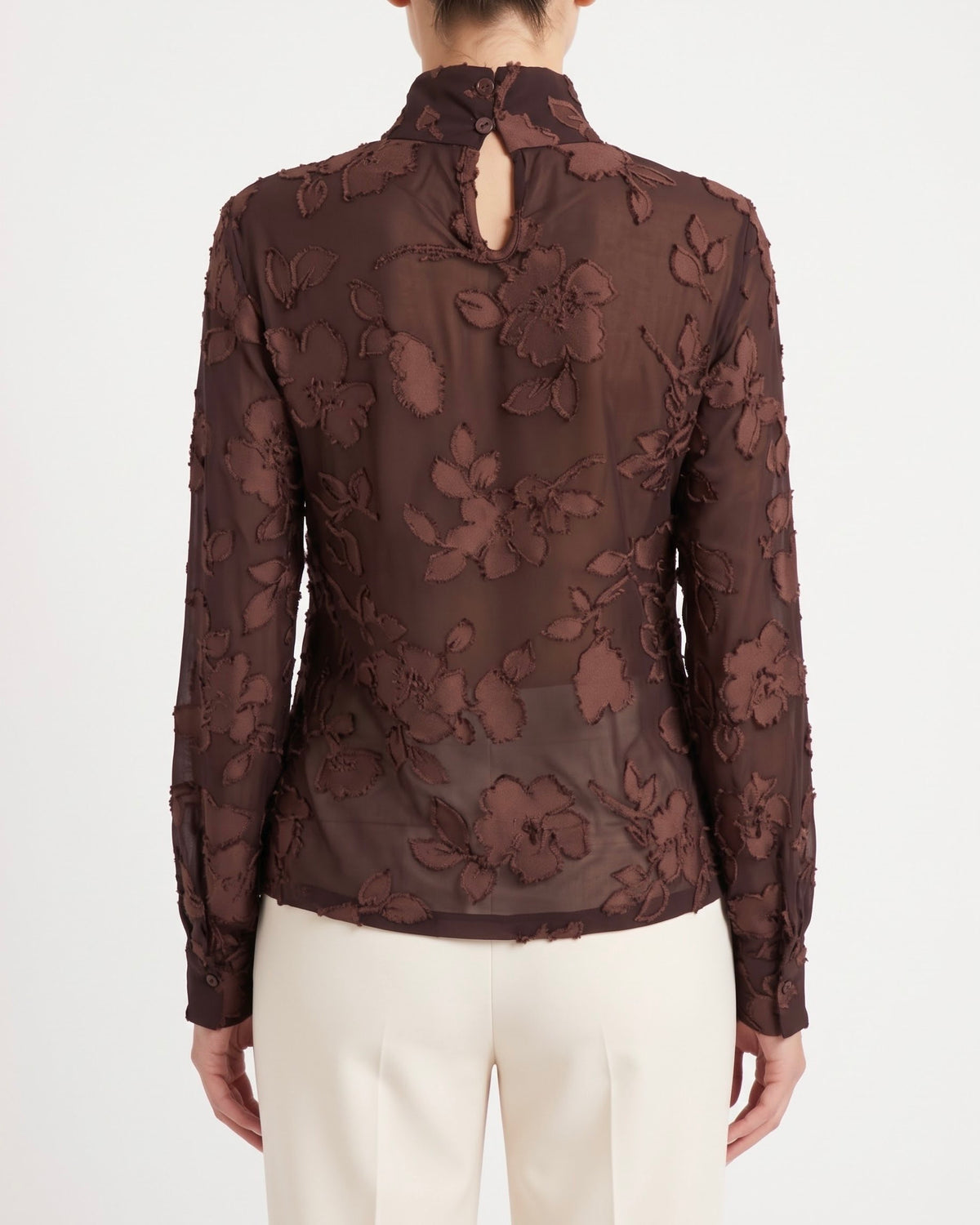 Blusa Isabelle Blanche Asimmetrica in Jersey Devoré Floreale