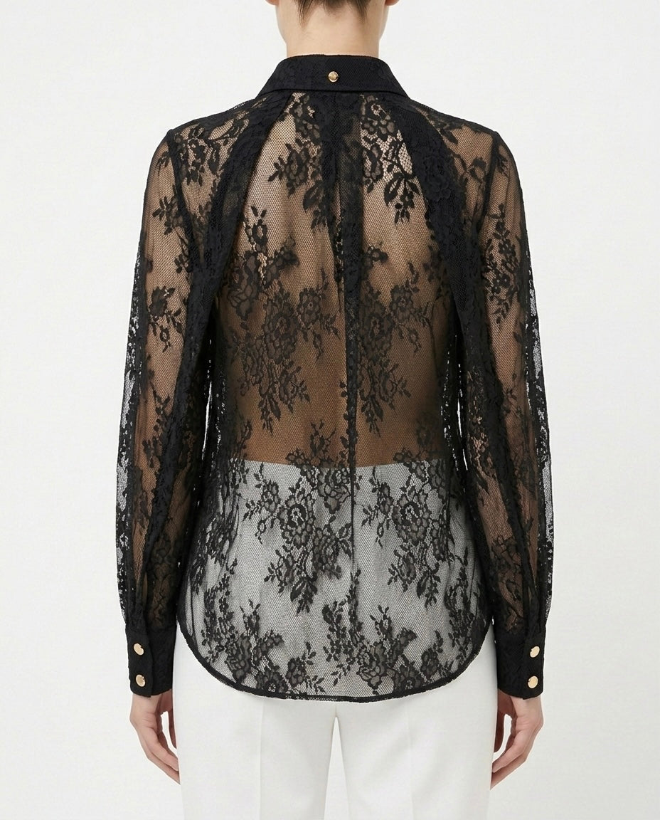 Camicia in pizzo trasparente