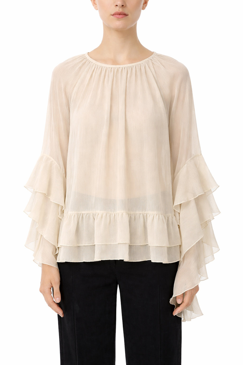 Blusa con balze in chiffon
