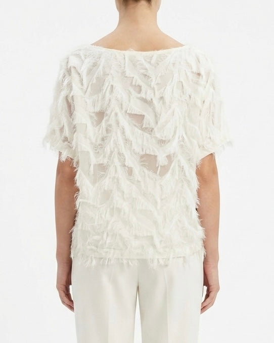 Blusa in tulle con frange