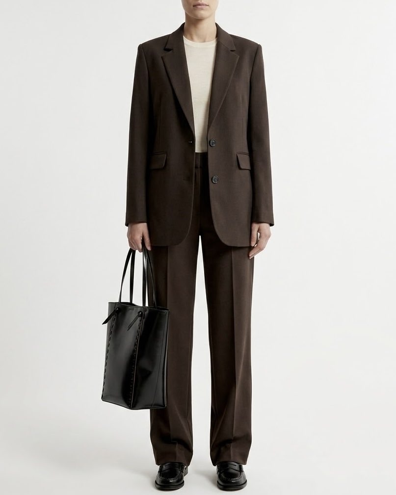 Pantalone Marrone Selected Femme sartoriale dritto