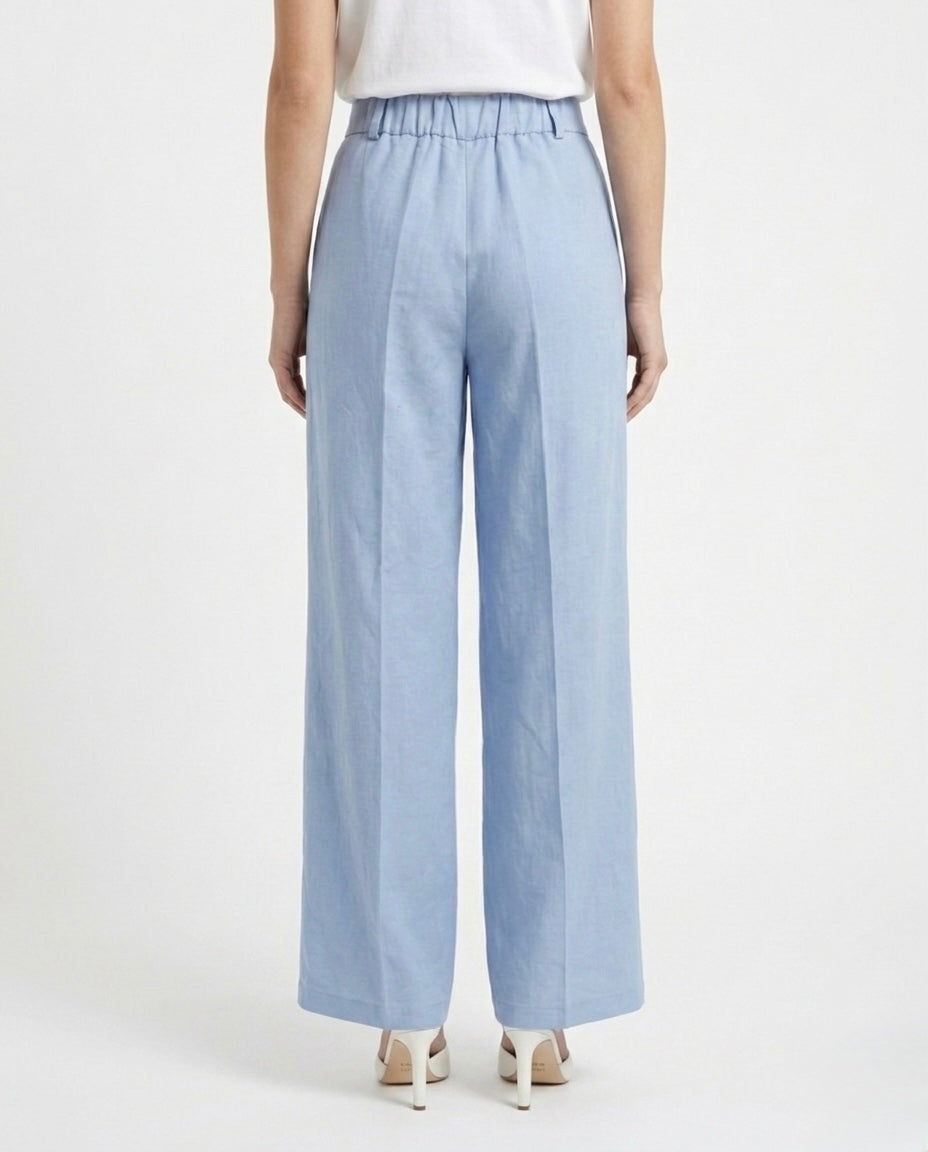 Pantalone palazzo in viscosa e lino