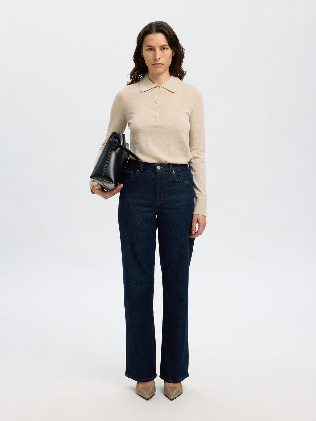 Maglia polo in lana merino